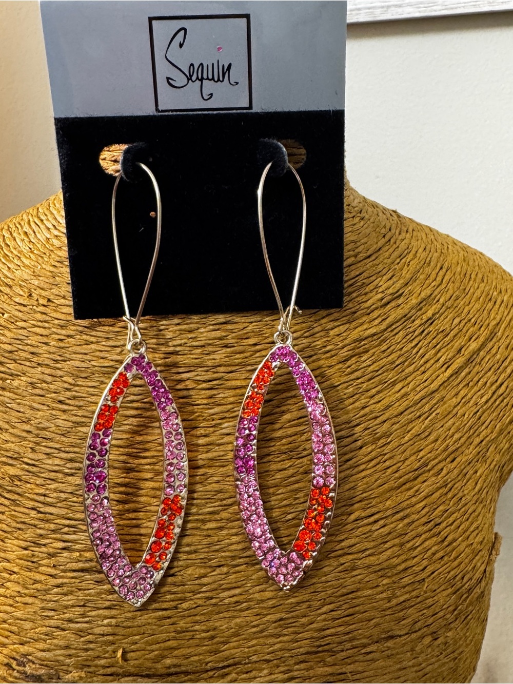 Pink & Red Crystal Drop Earrings
